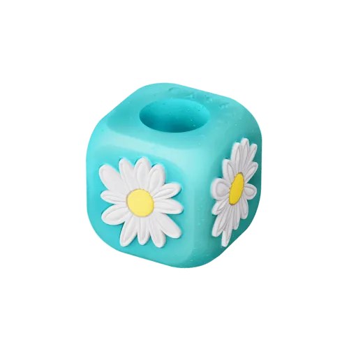 Glitter Silicone Charm Cube - Mint Blue - Glitter Charm Cube